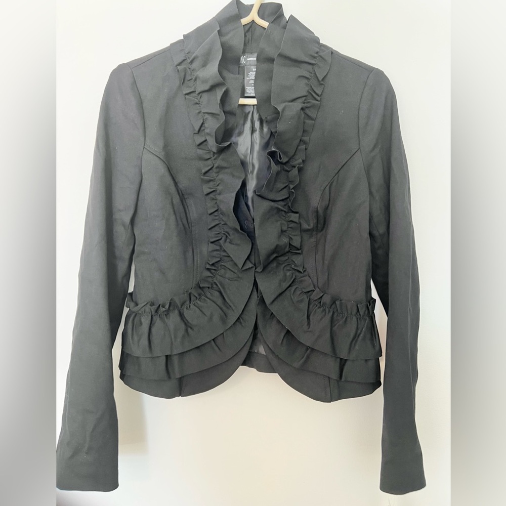 New With Tags ruffled blazer jacket black Size Small